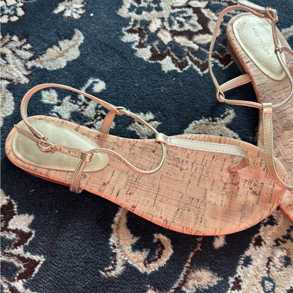 Ann Taylor Gold Cork Sandals